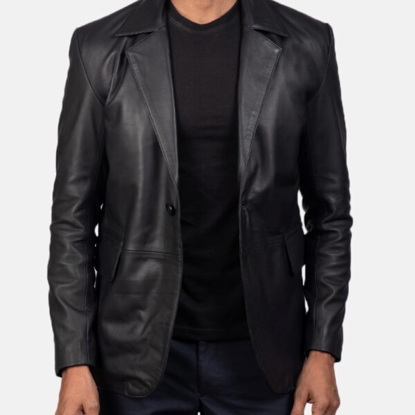 Black Leather Blazer for men