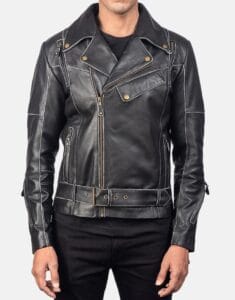 Black Leather Biker Jacket for men