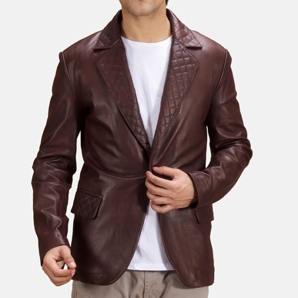 Maroon Leather Blazer for men