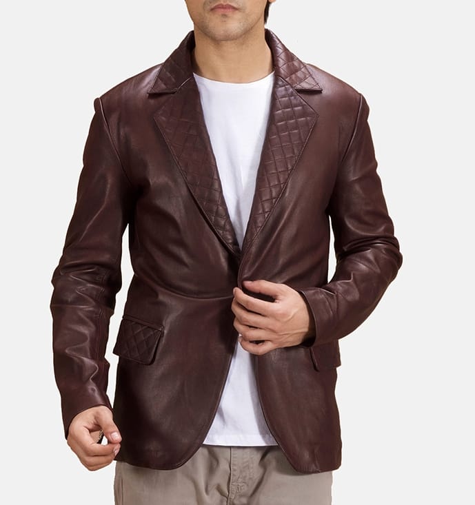 Buy best quality Maroon Leather Blazer for men Maroon Leather Blazer for men