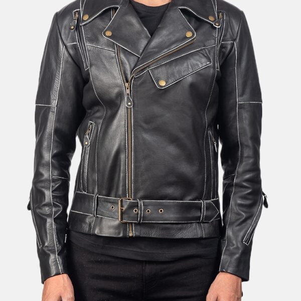 Black Leather Biker Jacket for men