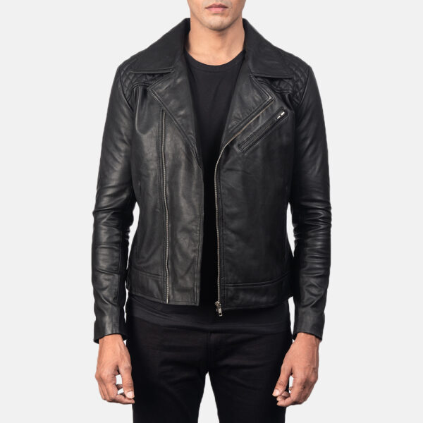 Black Leather Biker Jacket for men
