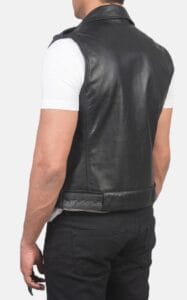 Black Leather Biker Vest for men