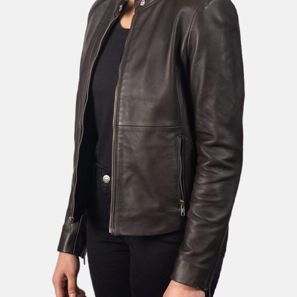 Buy best quality Brown Leather Biker Jacket for women