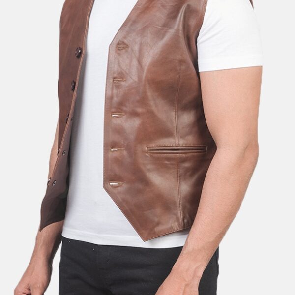 Brown Leather Vest for men