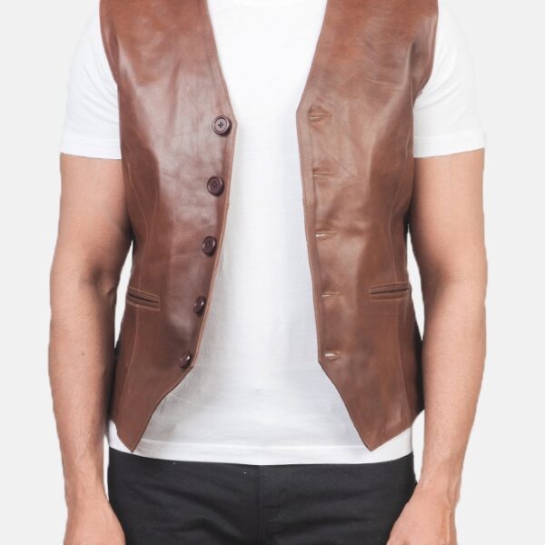 Brown Leather Vest for men