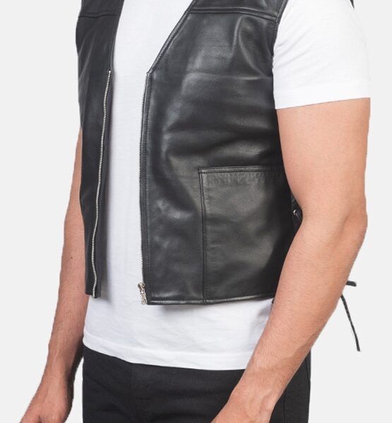 Black Leather Vest for men