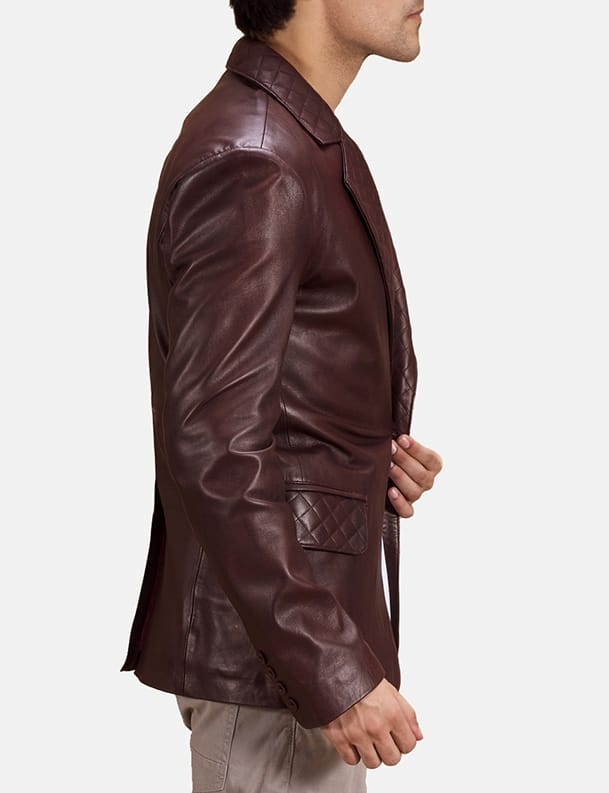 Buy best quality Maroon Leather Blazer for men Maroon Leather Blazer for men
