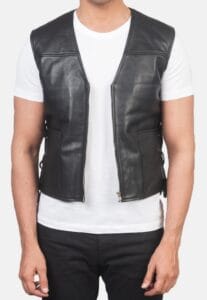 Black Leather Vest for men