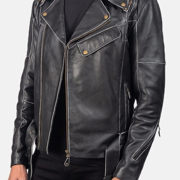 Black Leather Biker Jacket for men