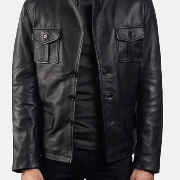 Black Leather Blazer for men