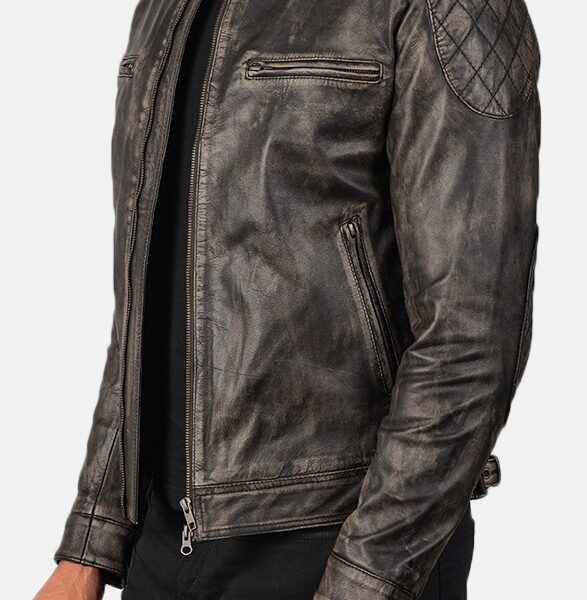 Buy premium Quality Black Leather Bomber Jacket for men