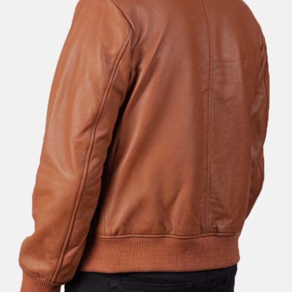 Brown Leather Bomber Jacket for men