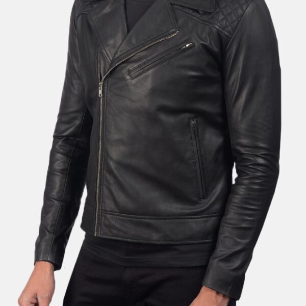 Black Leather Biker Jacket for men