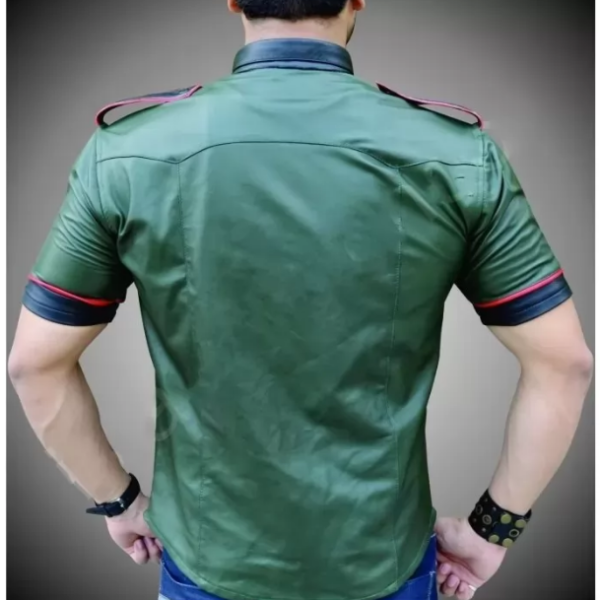 Green Leather Shirt for men