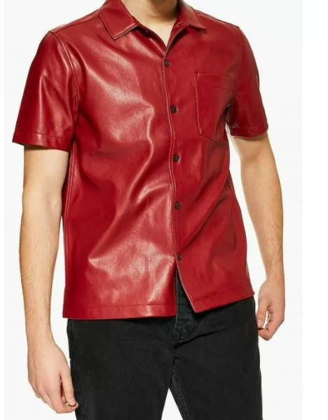 Red Leather Shirt for men