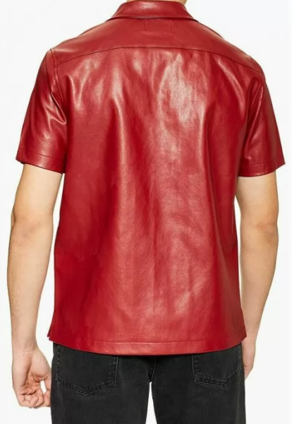 Red Leather Shirt for men