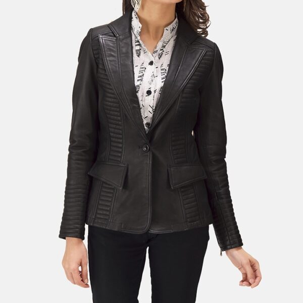 Black Leather Blazer for women