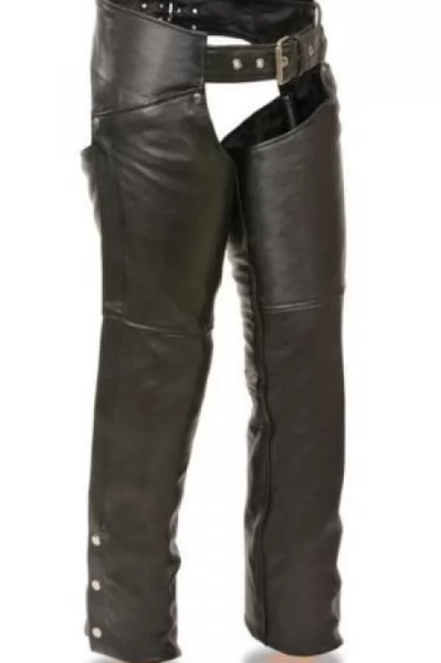 Black Leather Motorcycle Chaps for women