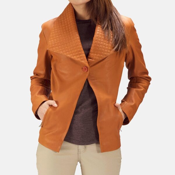 Brown Leather Blazer for women