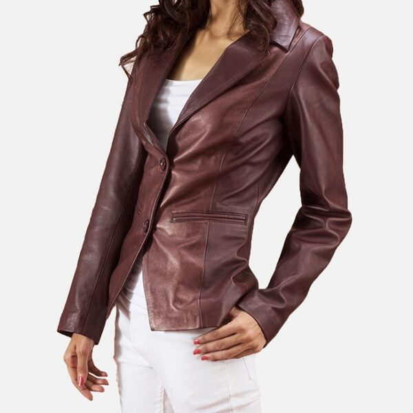 top quality Maroon Leather Blazer for women