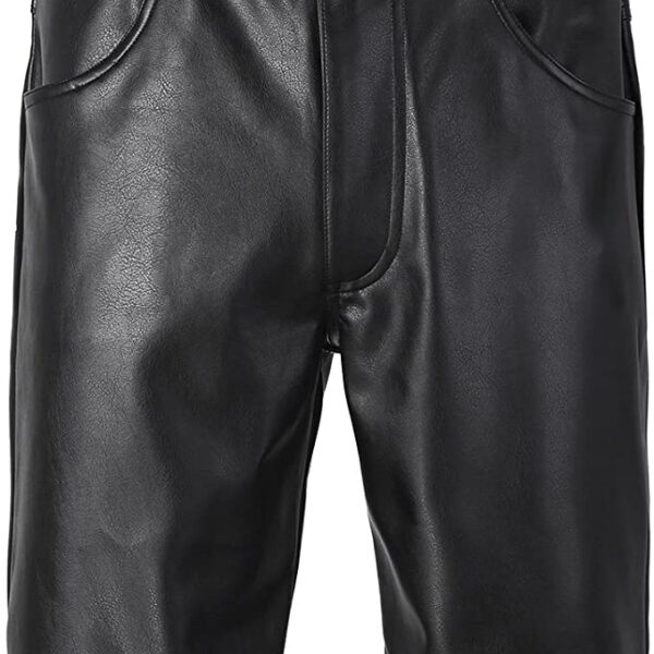 Black short mens leathers pant for men