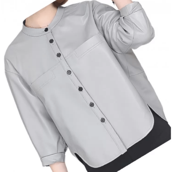 Gray Leather Top for women