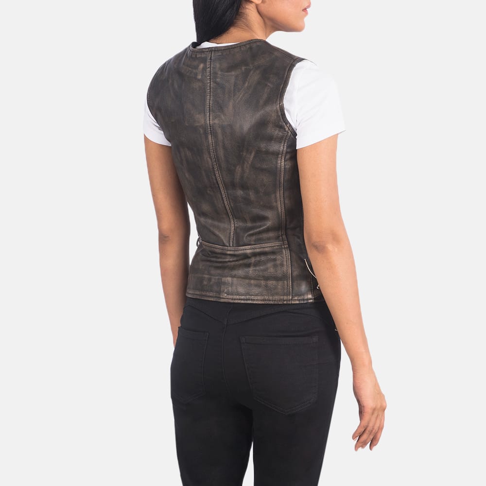 Buy best quality Brown Leather Biker Vest for women Brown Leather Biker Vest for women