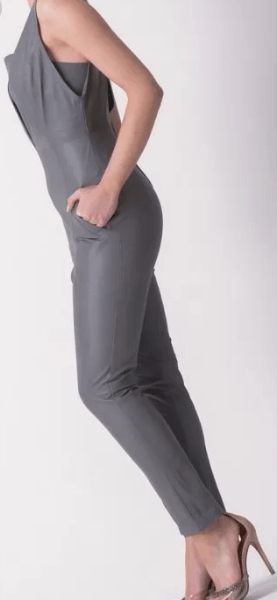 Gray Leather Jumpsuit for women