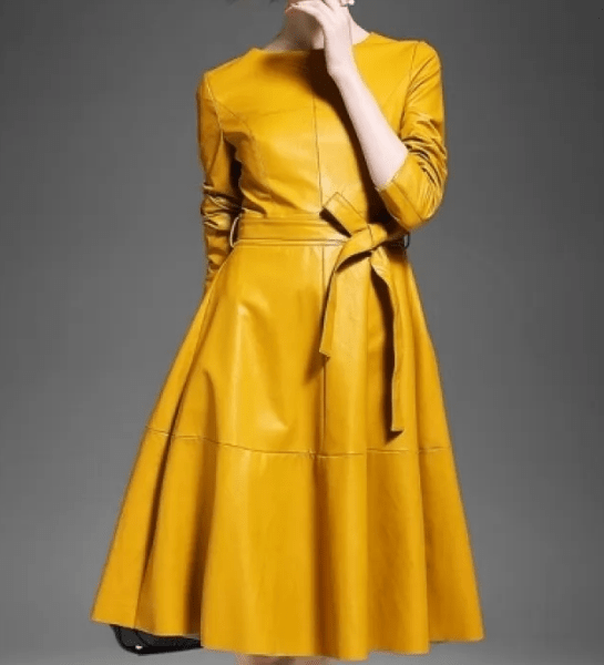 Yellow Leather Dress for women