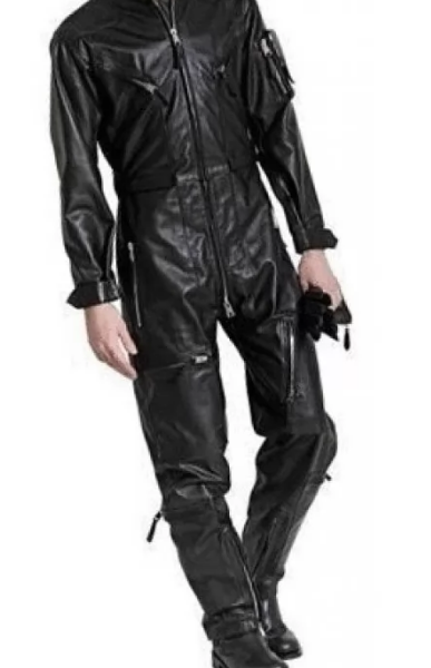 Black Leather Jumpsuit for men