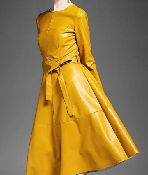 Yellow Leather Dress for women