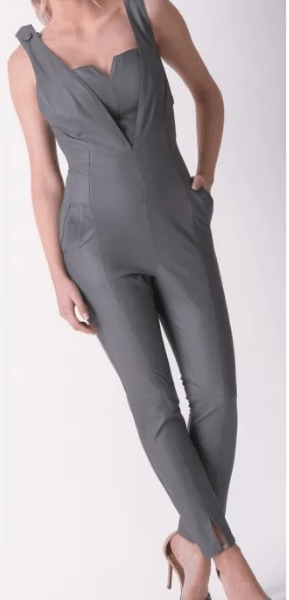Gray Leather Jumpsuit for women