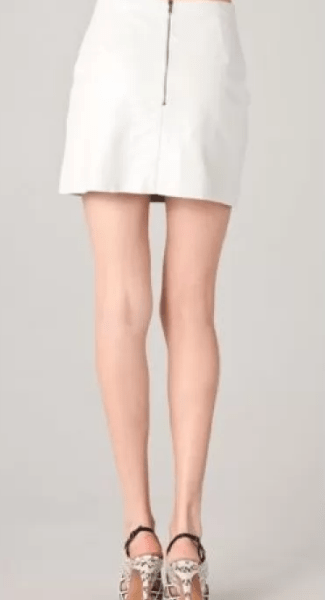 White Leather Mini Skirt for women