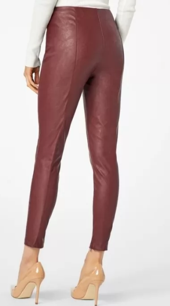 Front Zipper Burgundy Leather Pant for women