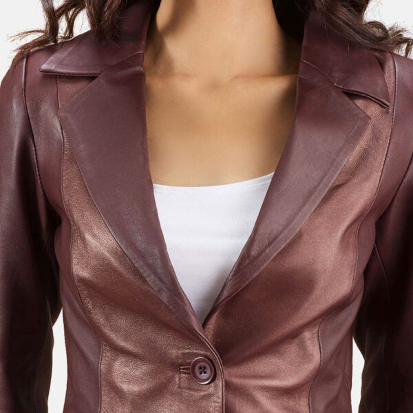 Maroon Leather Blazer for women