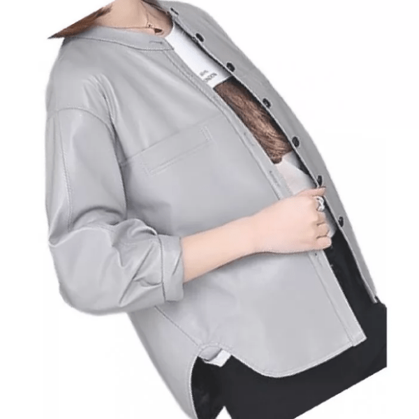 Gray Leather Top for women