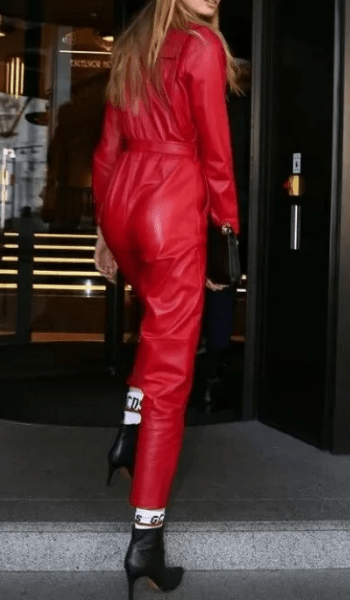 Red Leather jumpsuit for women