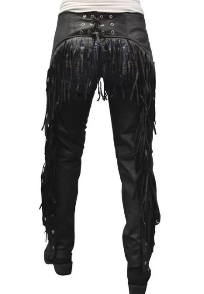Black Leather Motorcycle Riding Chap for Women