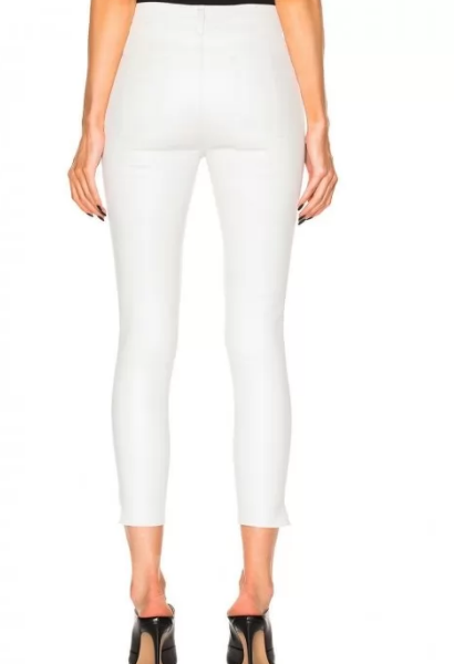 White Leather Capri Pants Jeans With Slit for women