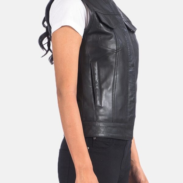 Black Leather Vest for women