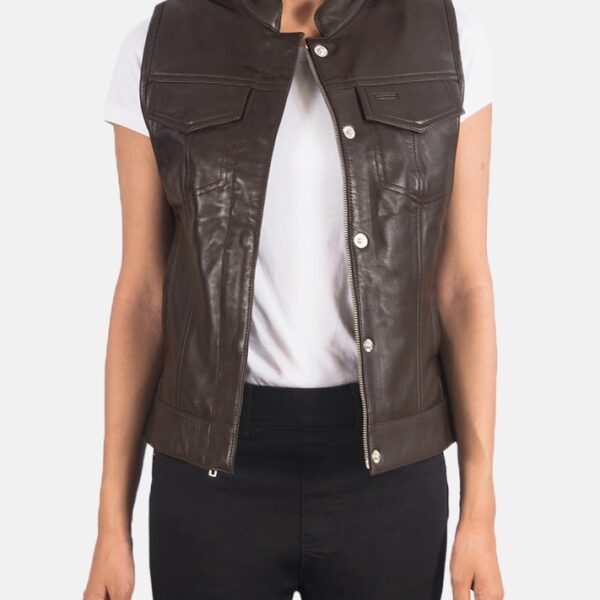 Brown Leather Vest for women