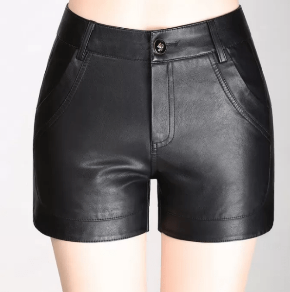 Black Leather Bodycon Shorts for women