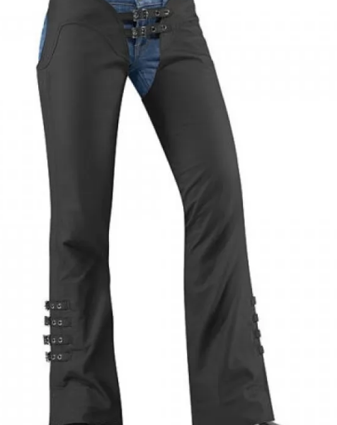 Natural Black Leather Riding Chaps for women
