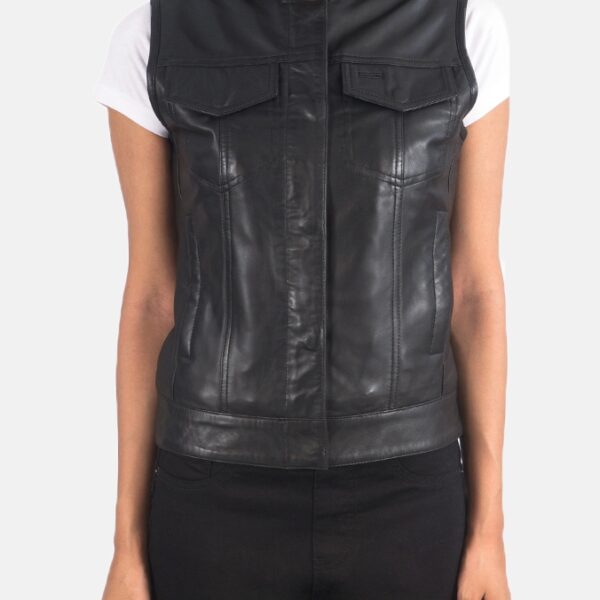 Black Leather Vest for women