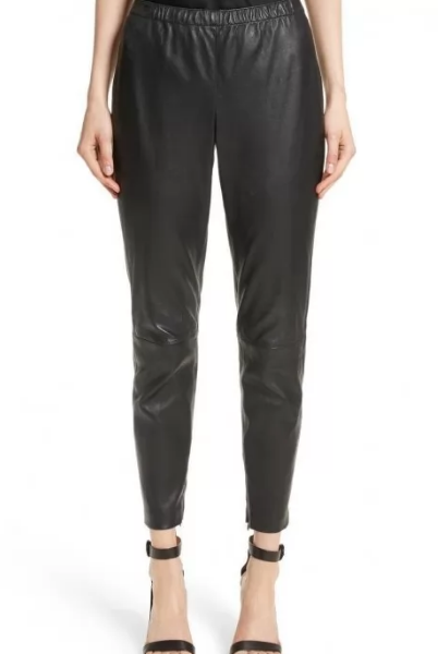 Black Leather Capri Pant For Women