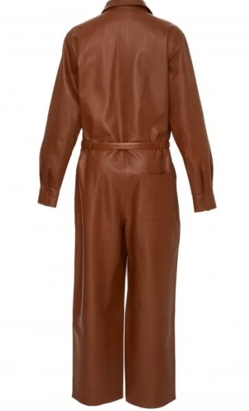 Brown Leather jumpsuit for women