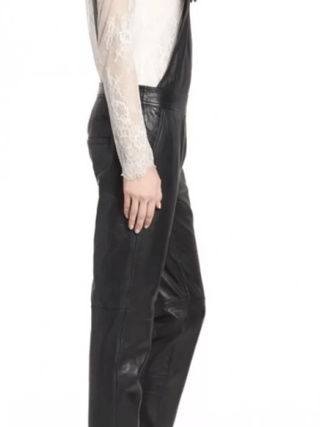 Black Leather Full Body Romper for women