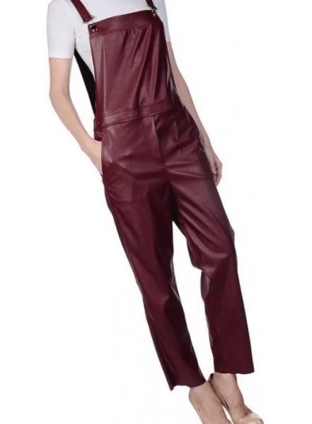 Burgundy Leather Jumpsuit for women