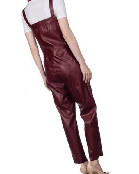 Burgundy Leather Jumpsuit for women